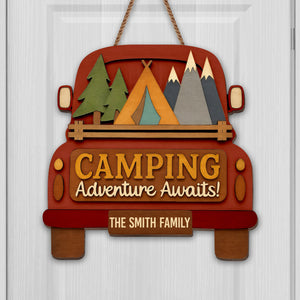 Camping Adventure Awaits With Trees And Mountains