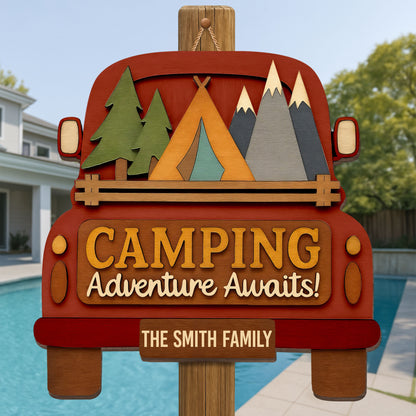 Camping Adventure Awaits With Trees And Mountains