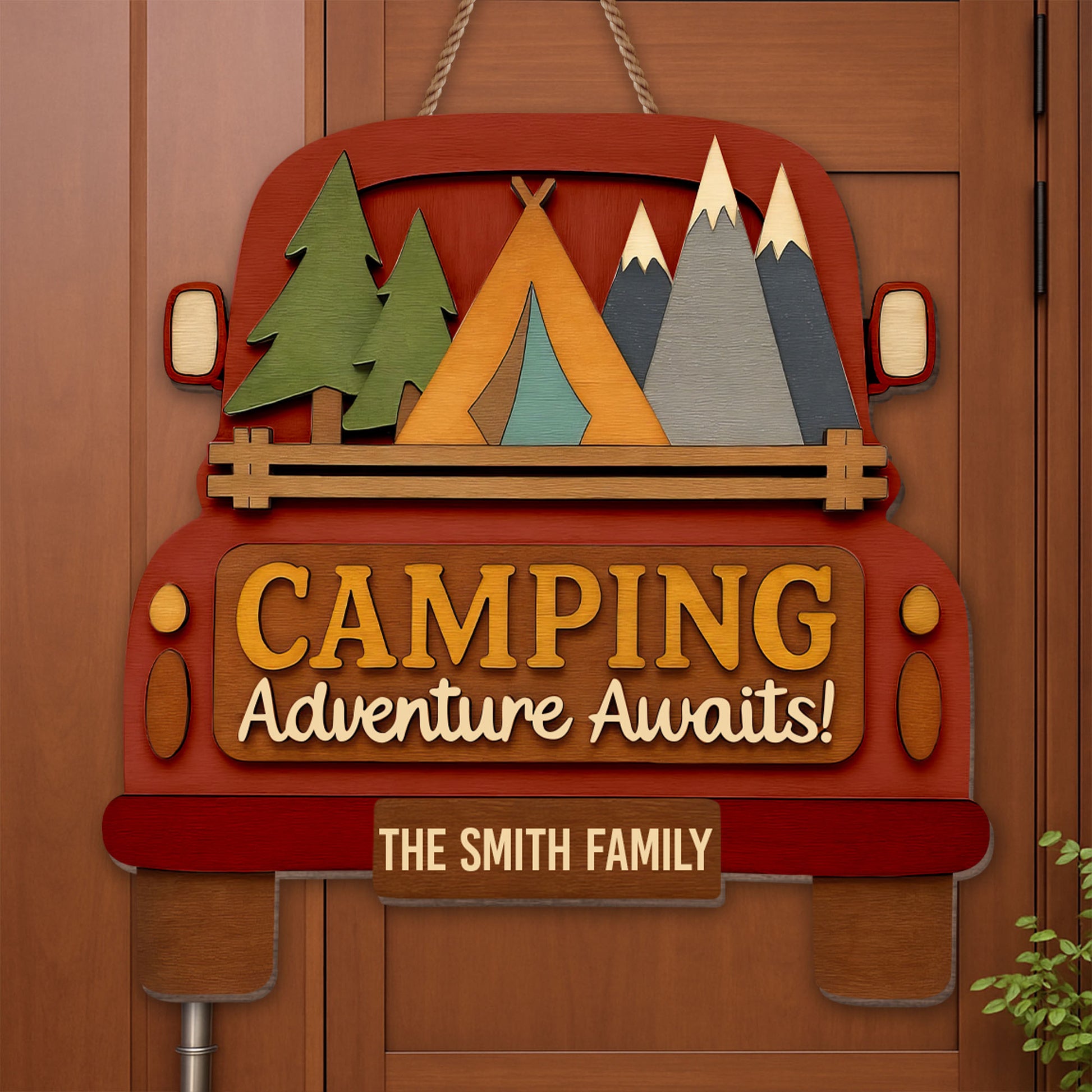 Camping Adventure Awaits With Trees And Mountains