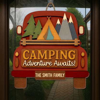 Camping Adventure Awaits With Trees And Mountains