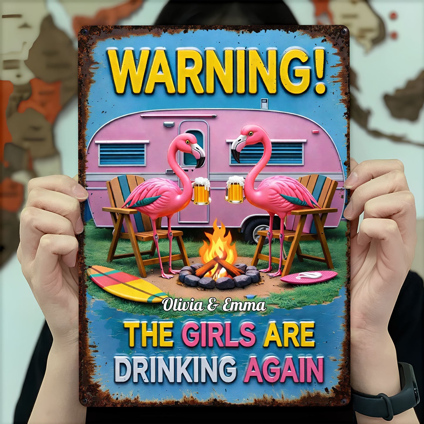 Warning The Girls Are Drinking Again Flamingos And Pink Camper