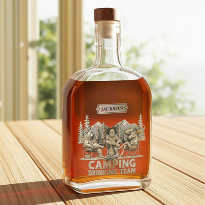 Camping Drinking Team Sasquatch Bear and Moose Around Campfire