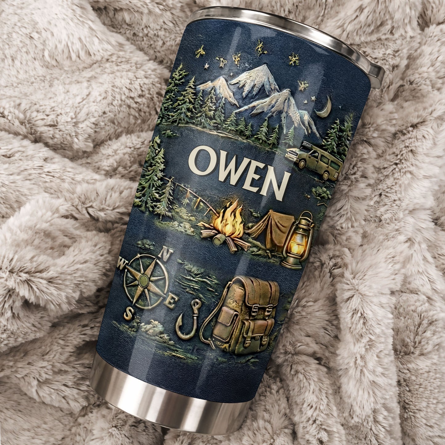 A Journey Awaits, Mountains and Campfire