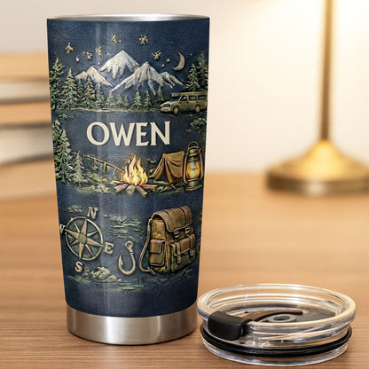 A Journey Awaits, Mountains and Campfire