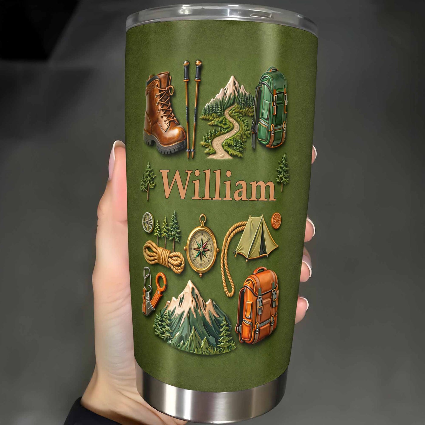 To [Name], Boots, Compass, Mountains, Tent, Backpack