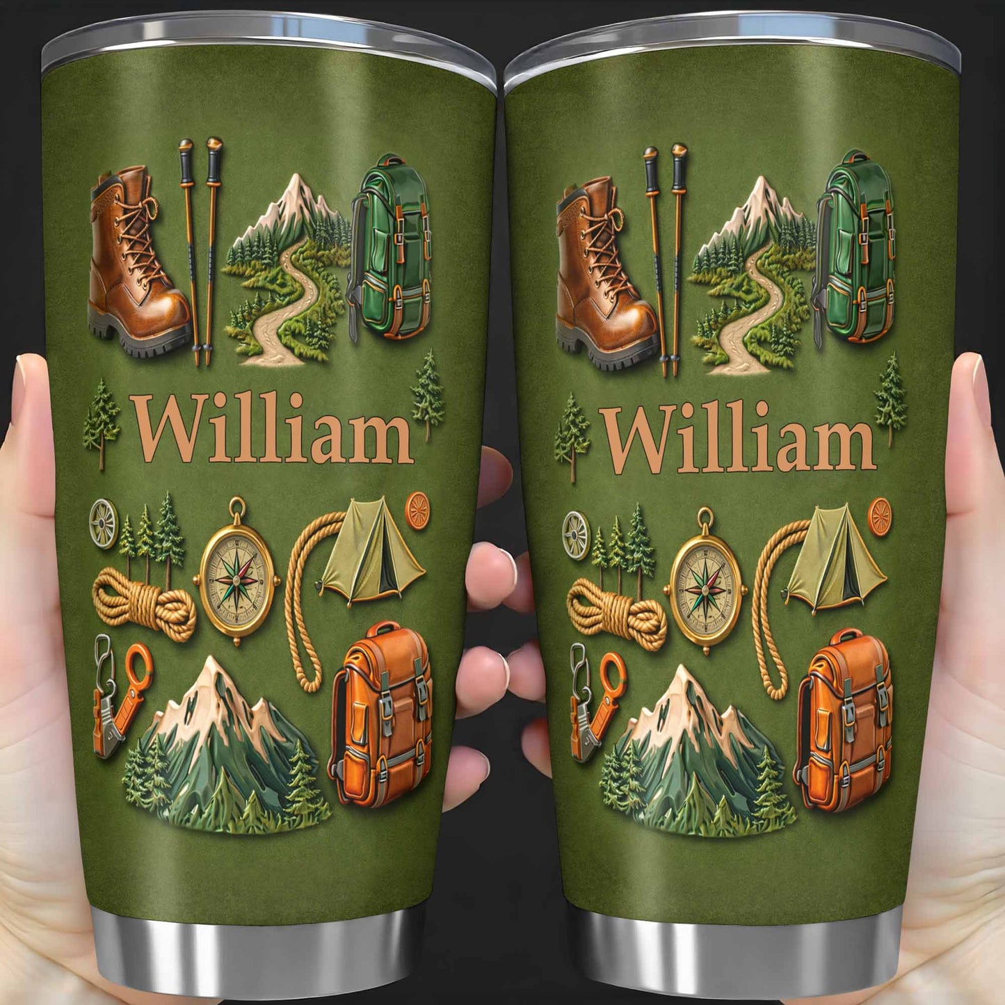 To [Name], Boots, Compass, Mountains, Tent, Backpack