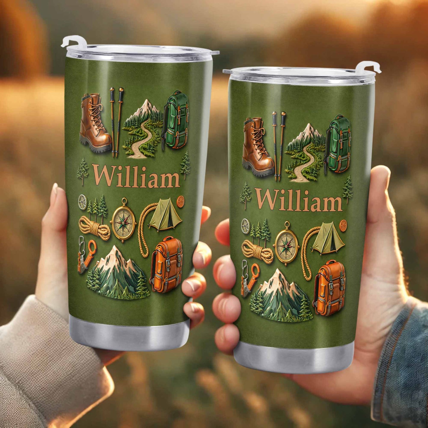 To [Name], Boots, Compass, Mountains, Tent, Backpack