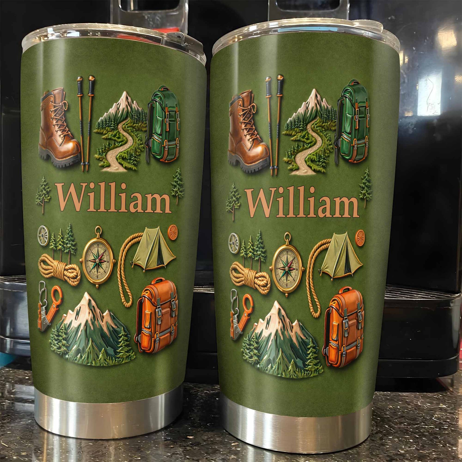 To [Name], Boots, Compass, Mountains, Tent, Backpack