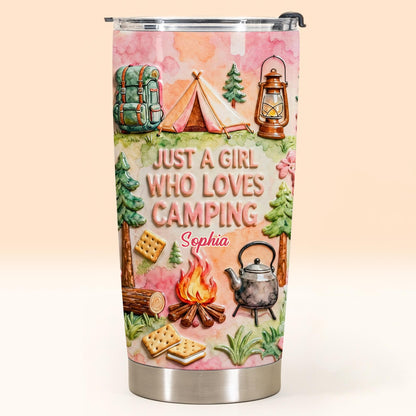 Just A Girl Who Loves Camping With Tent And Fire