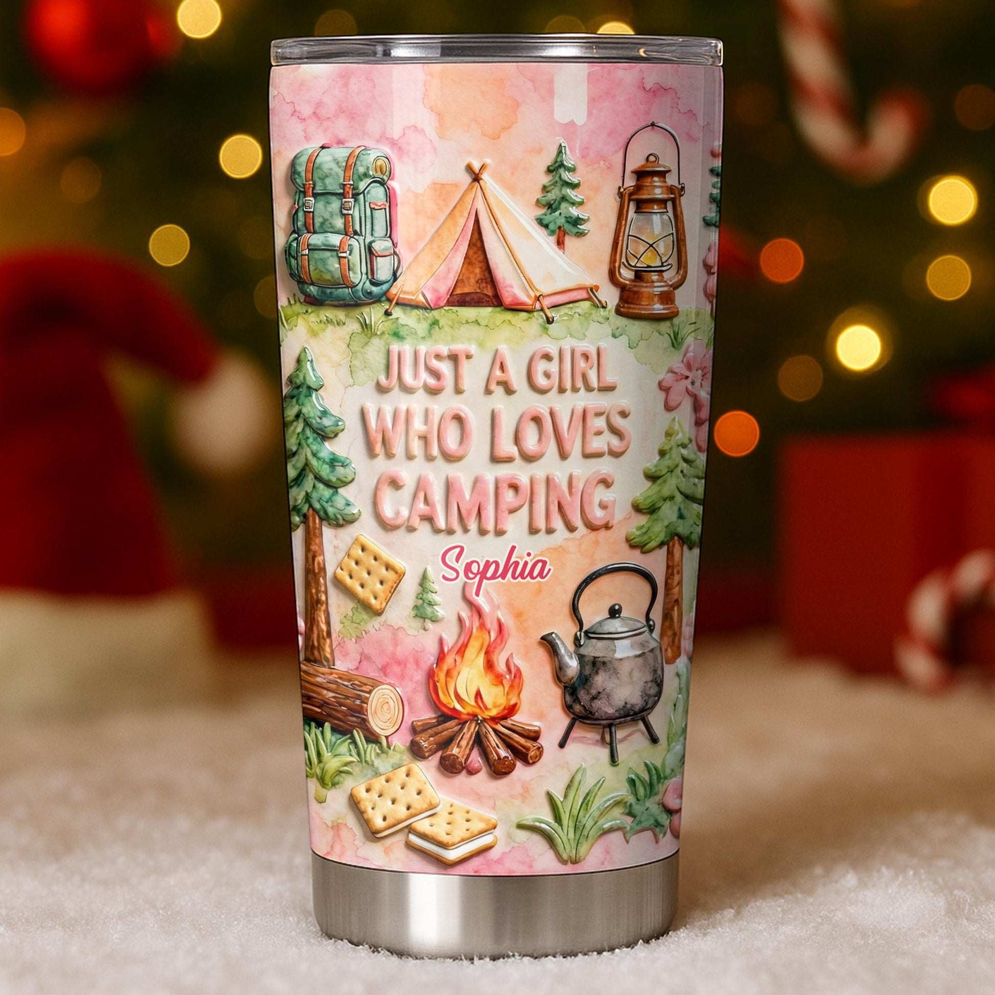 Just A Girl Who Loves Camping With Tent And Fire