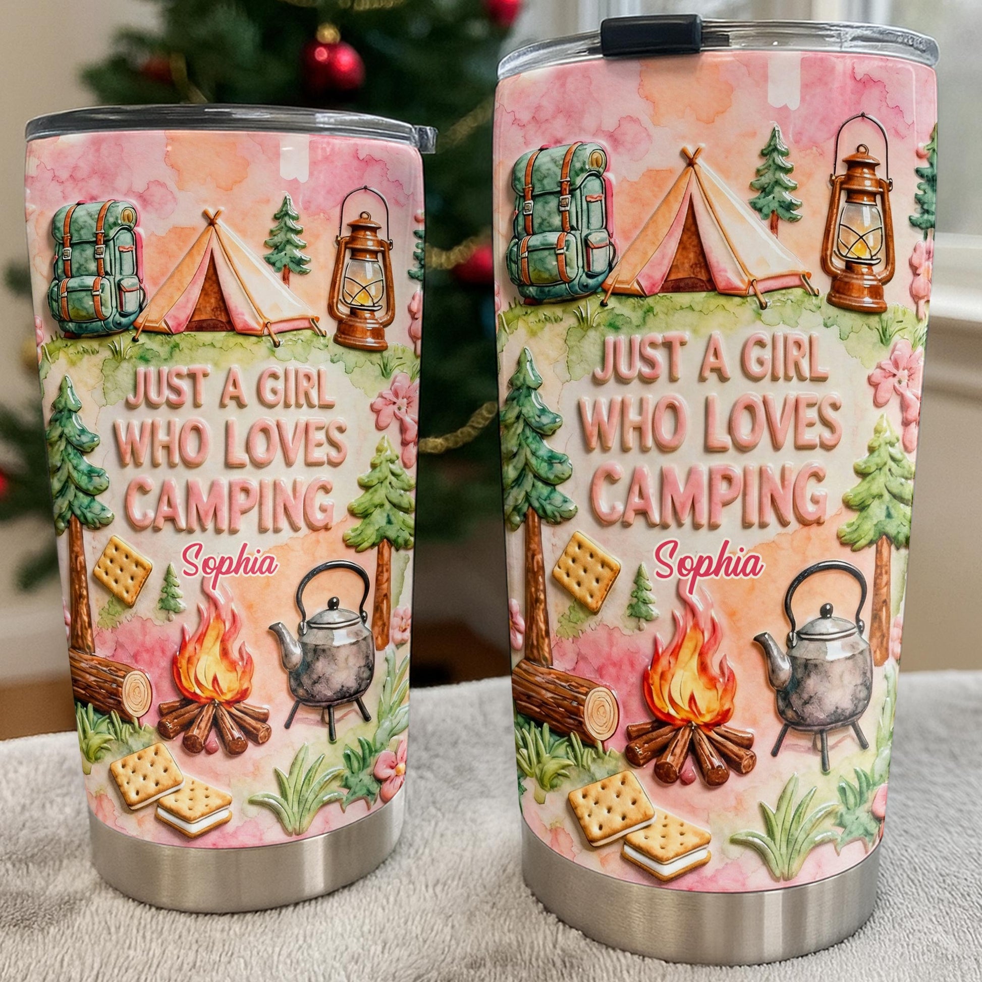 Just A Girl Who Loves Camping With Tent And Fire