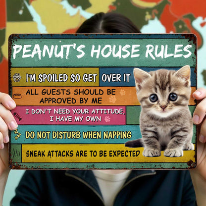 Peanut's House Rules, Kitten And Paw Print Decor