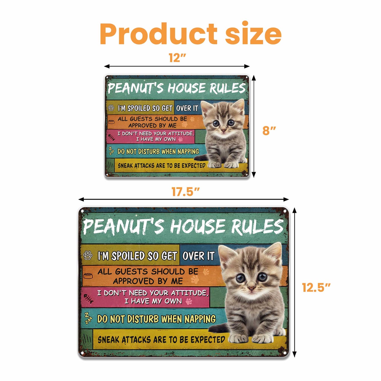 Peanut's House Rules, Kitten And Paw Print Decor