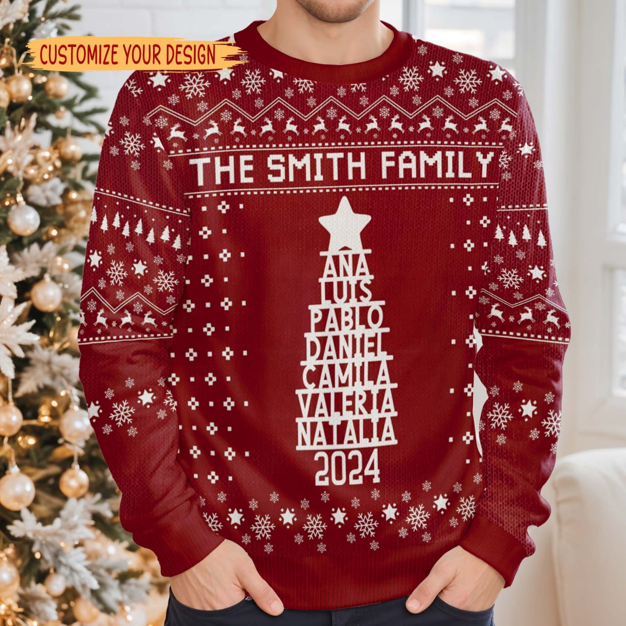 Celebrate Warmth With Festive Family Jumper - Personalized Custom Ugly Sweatshirt, Unisex Wool Jumper  - FAM104_TWS