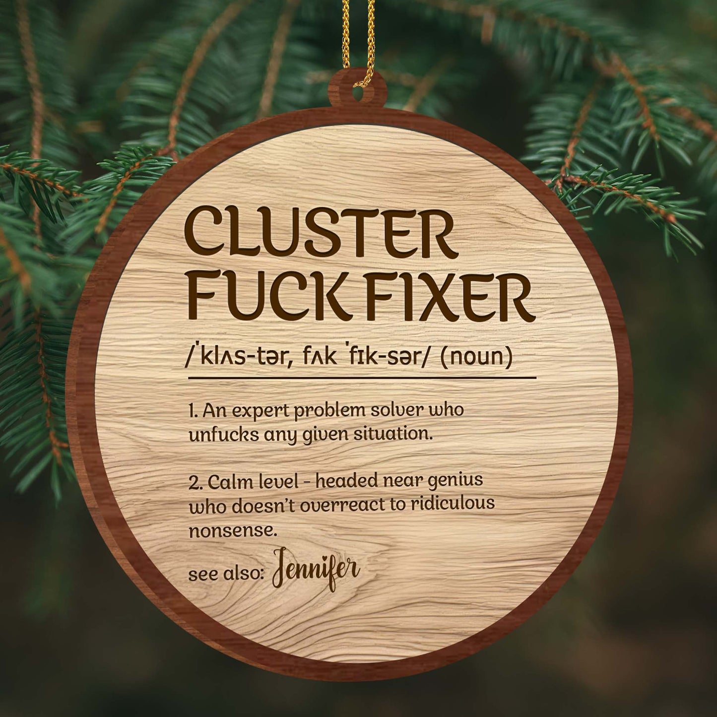 Expert Problem Solver Custom Wood Ornament - Personalized Custom Wood Ornament, Custom Shaped - COL009_WDO