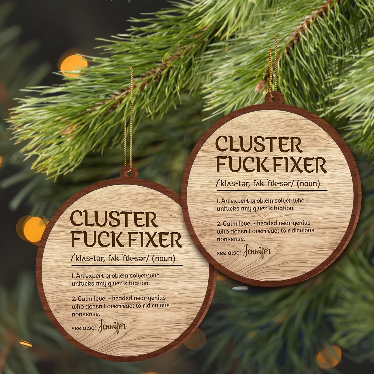 Expert Problem Solver Custom Wood Ornament - Personalized Custom Wood Ornament, Custom Shaped - COL009_WDO