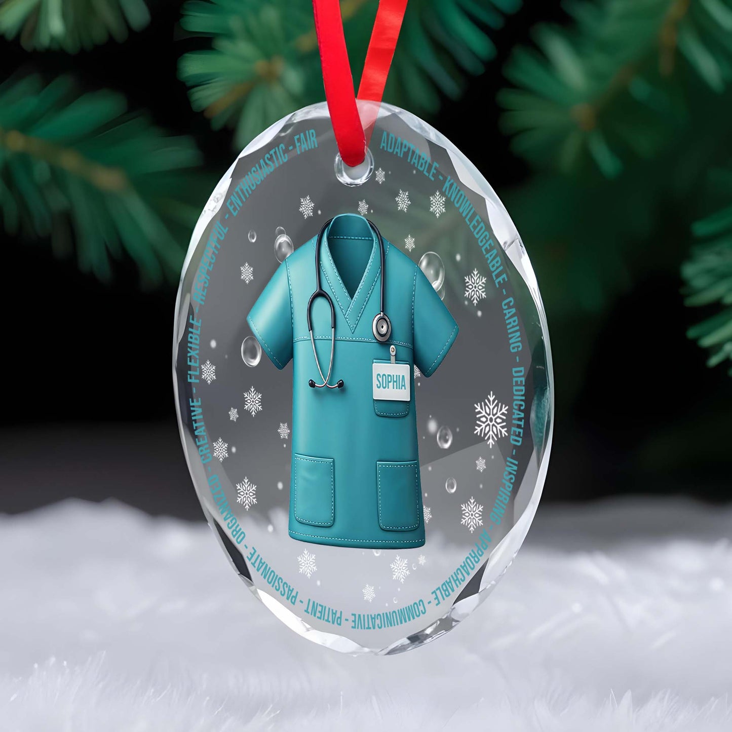 Inspirational Medical Professional Appreciation Custom Glass Ornament