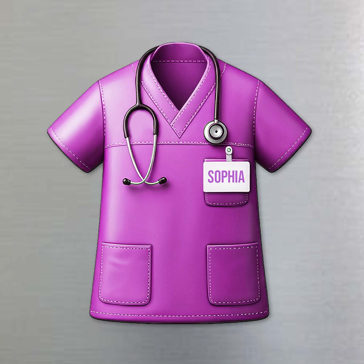 Customize Your Nurse Scrub With Stethoscope And Name Tag - Personalized Custom Fridge Magnet - COL010_MAGN