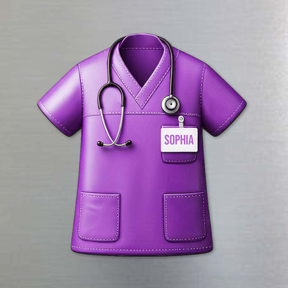 Customize Your Nurse Scrub With Stethoscope And Name Tag - Personalized Custom Fridge Magnet - COL010_MAGN