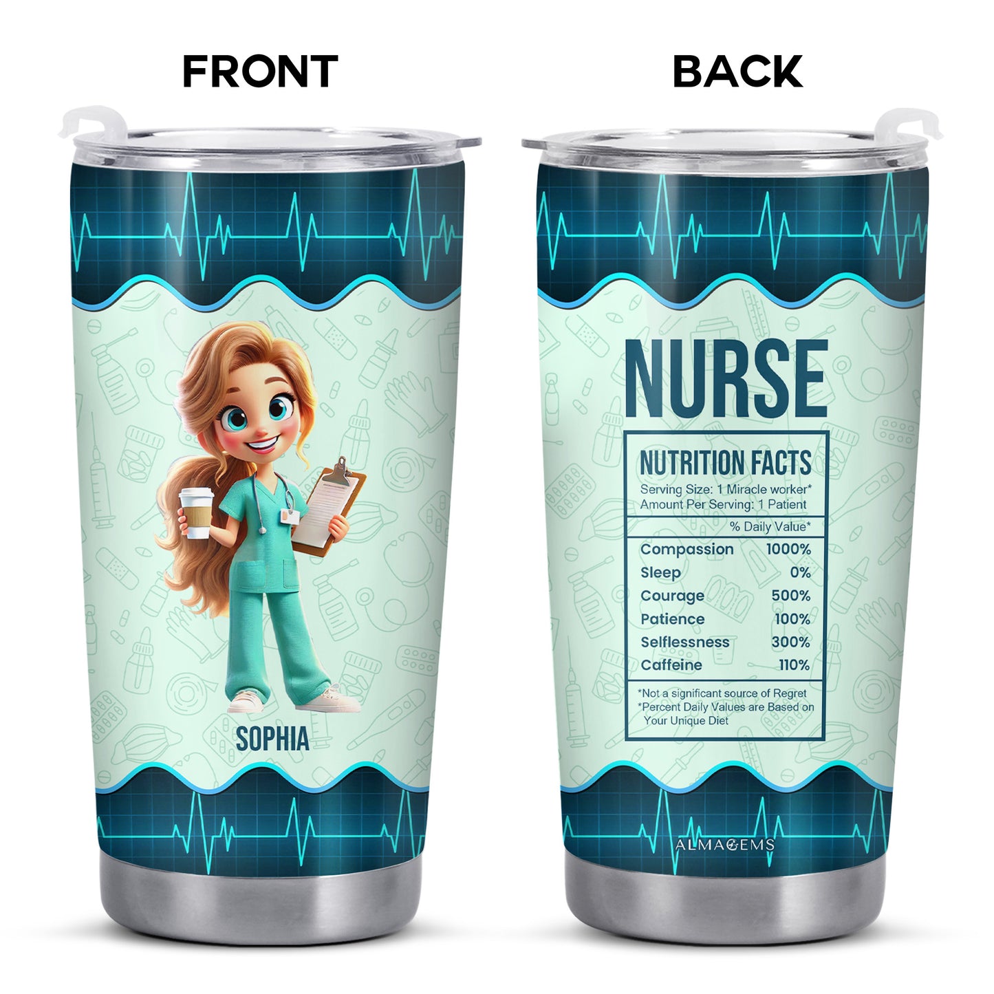 Healthcare Miracle Worker Nurse Tumbler - Personalized Custom Stainless Steel Tumbler 20oz 30oz - COL011_TB