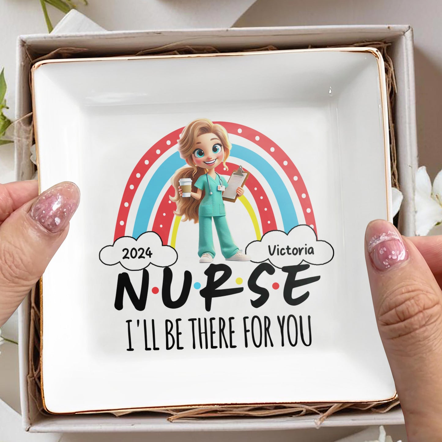 Nurse I'll Be There For You With Rainbow And Coffee