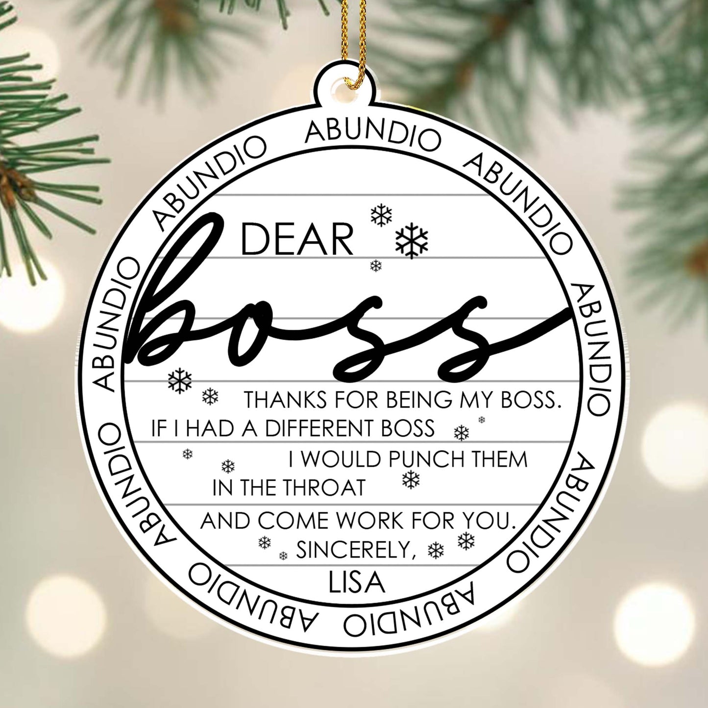 Thanks For Being My Boss Appreciation Ornament