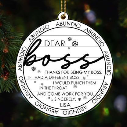 Thanks For Being My Boss Appreciation Ornament