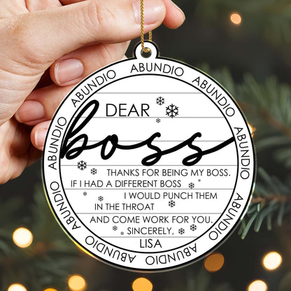 Thanks For Being My Boss Appreciation Ornament