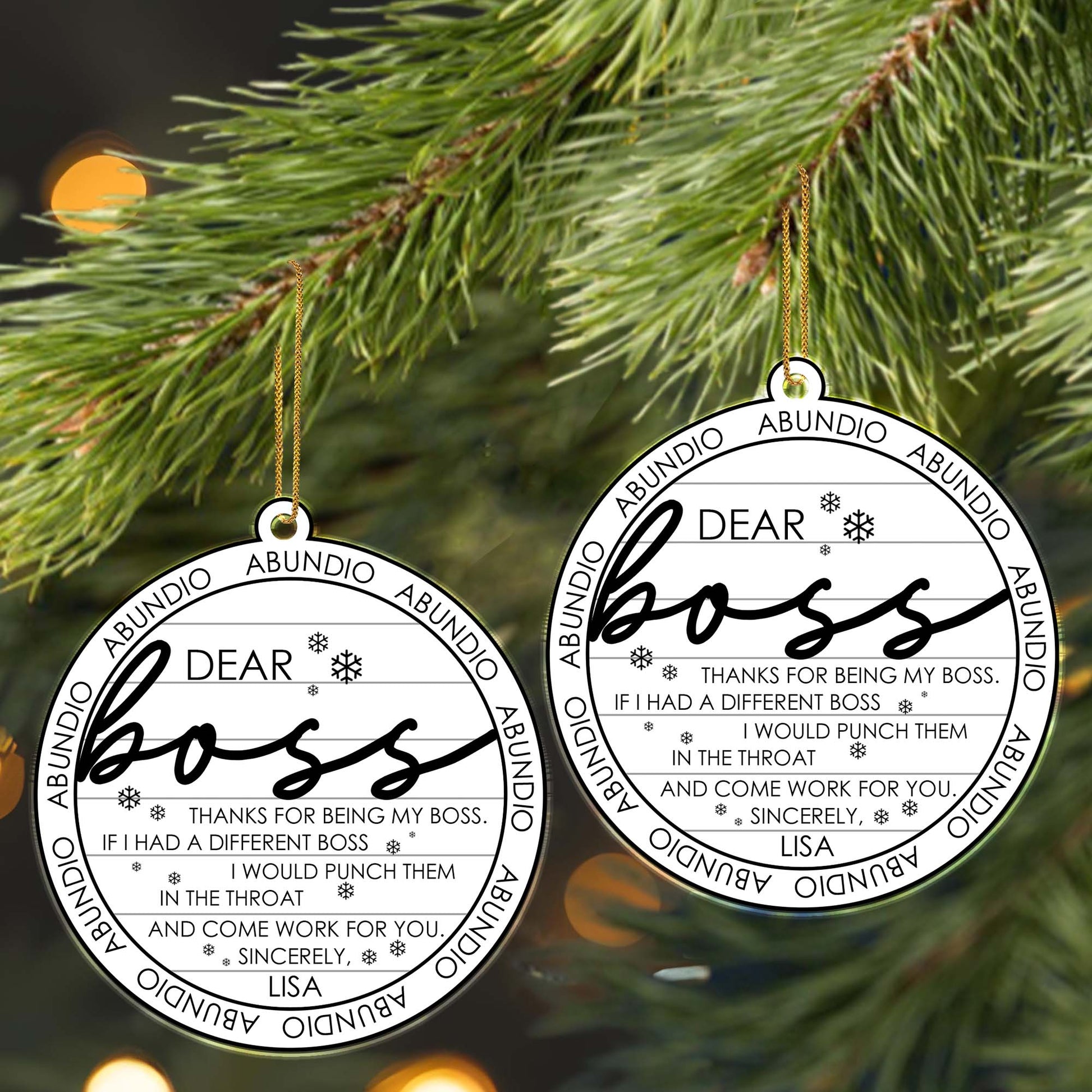 Thanks For Being My Boss Appreciation Ornament