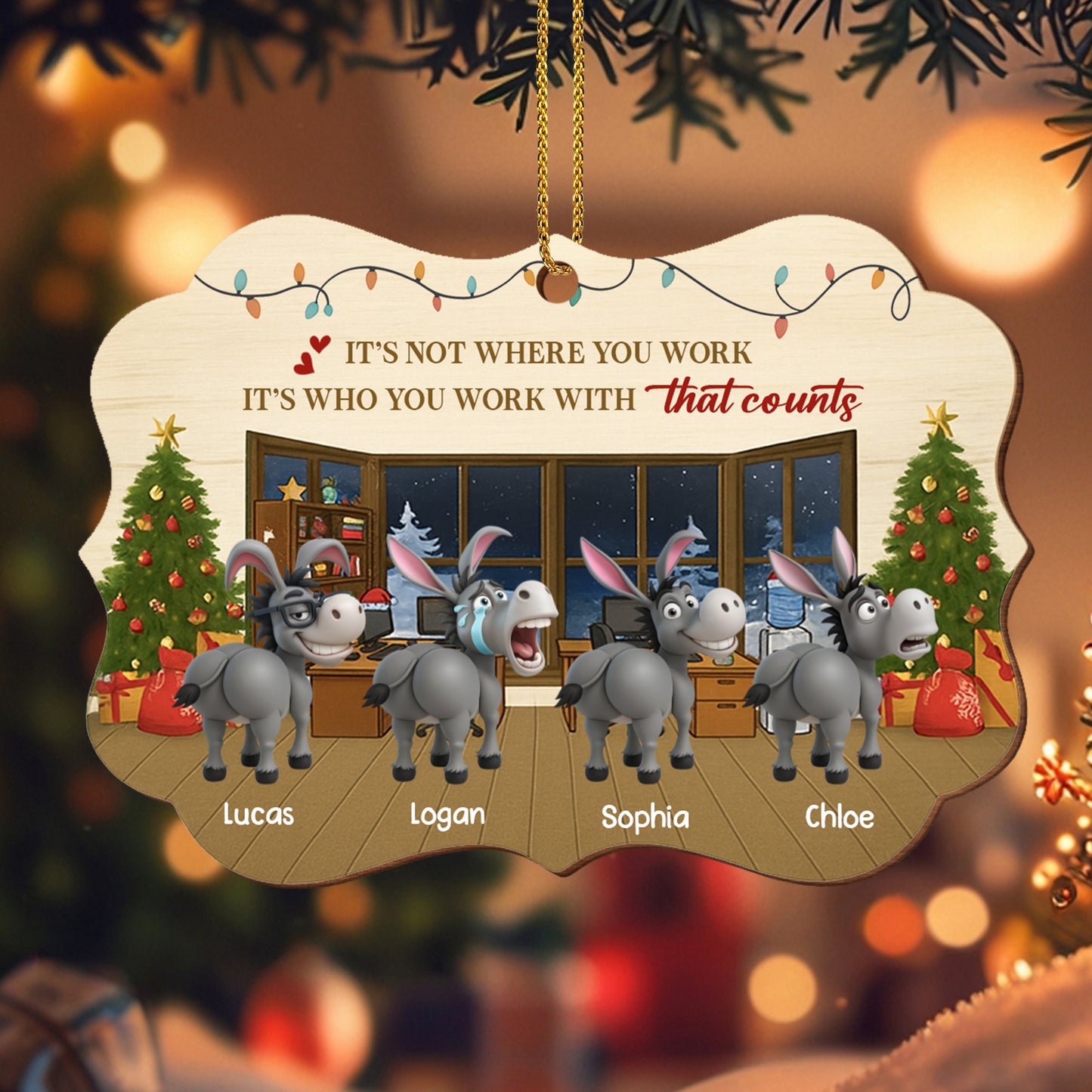 It's Not Where You Work It's Who You Work With Christmas Office Ornament