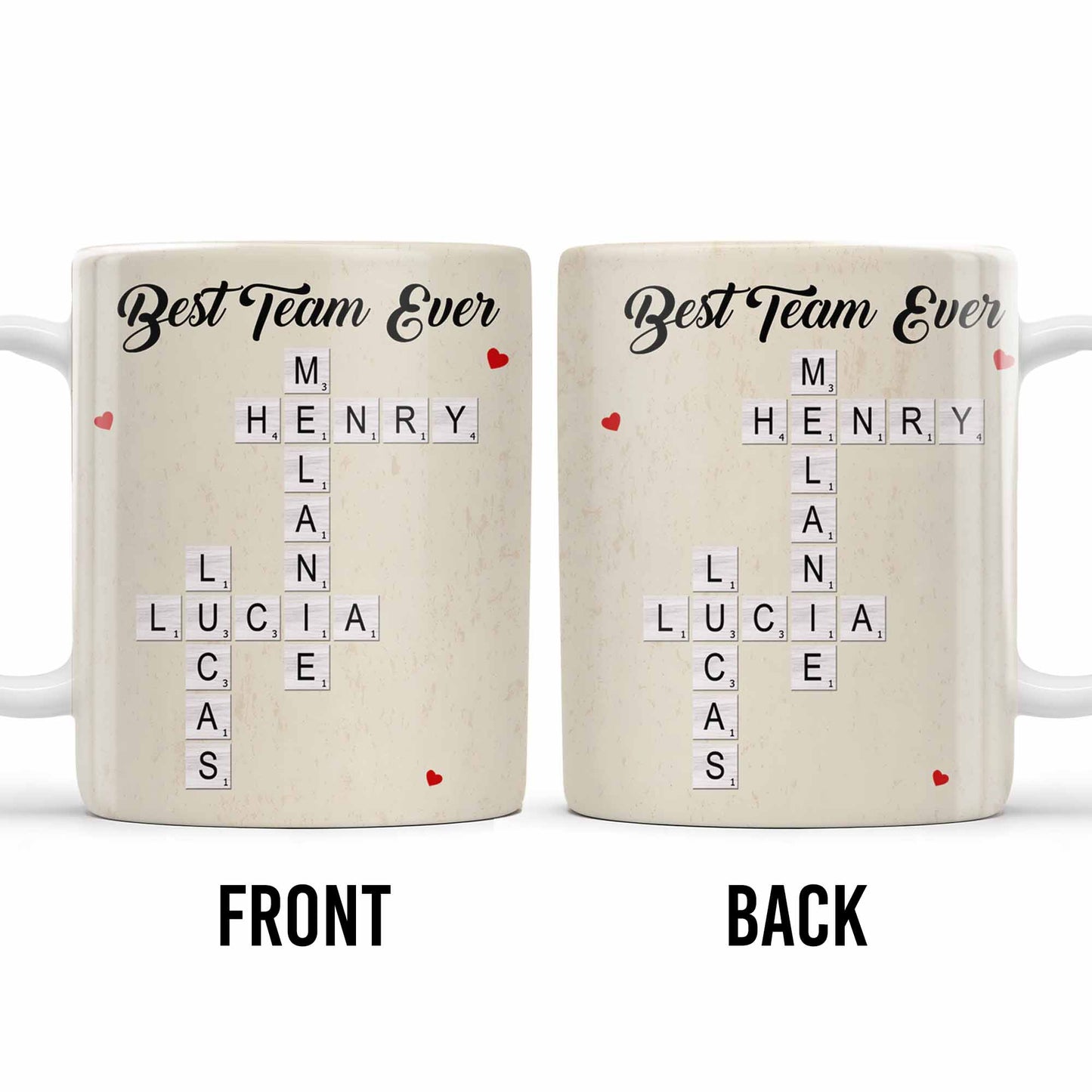 Best Team Ever Scrabble Tiles Heart Design