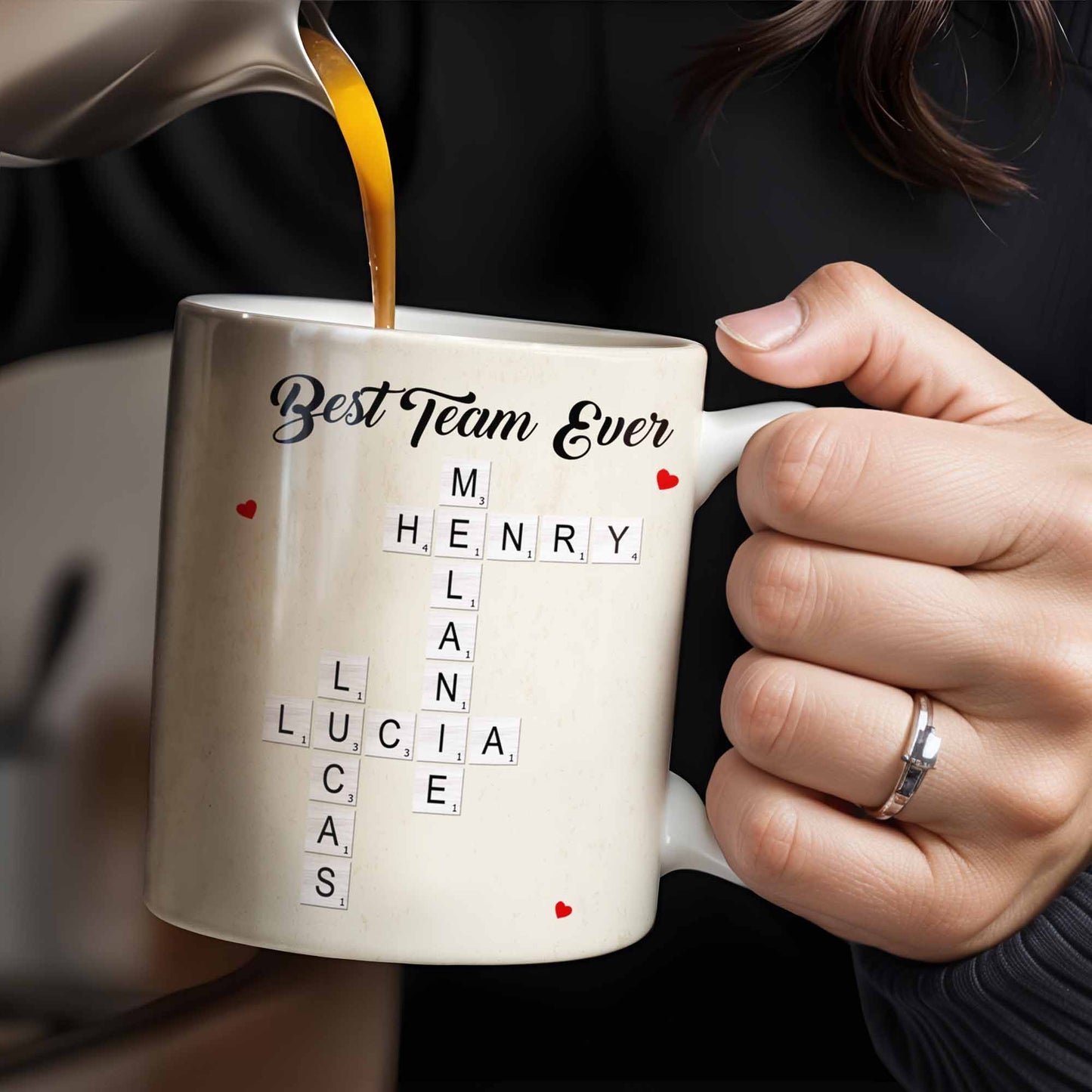 Best Team Ever Scrabble Tiles Heart Design