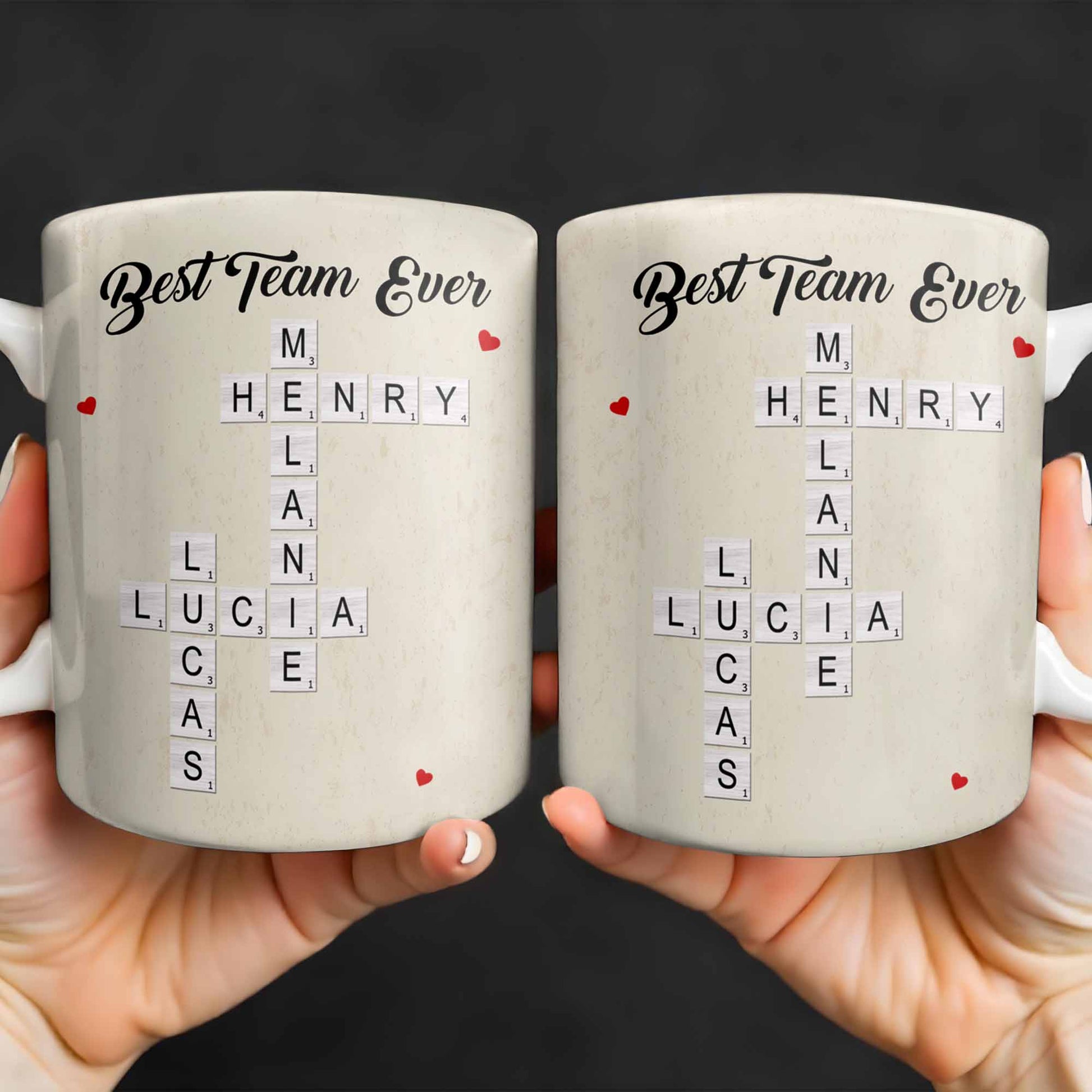 Best Team Ever Scrabble Tiles Heart Design