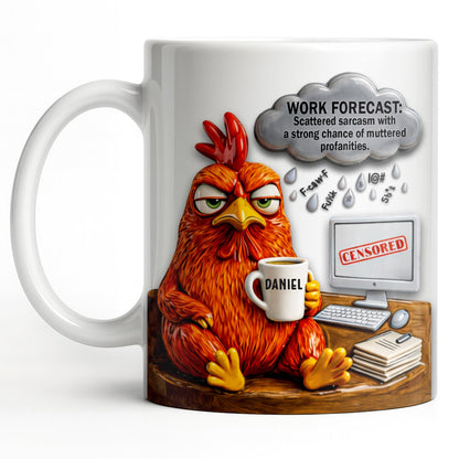 Work Forecast Scattered Sarcasm Grumpy Chicken At Desk