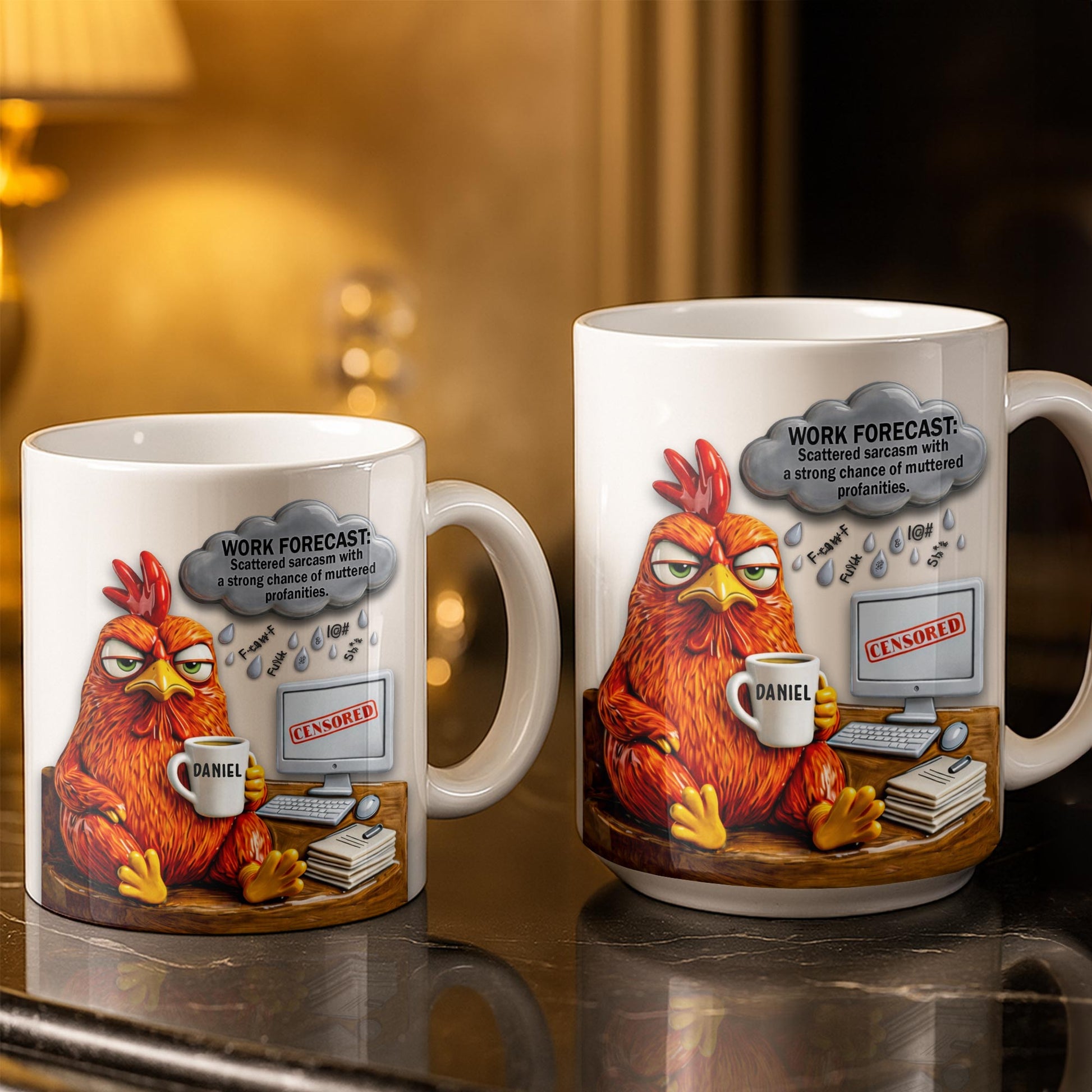 Work Forecast Scattered Sarcasm Grumpy Chicken At Desk