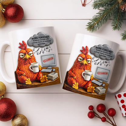 Work Forecast Scattered Sarcasm Grumpy Chicken At Desk