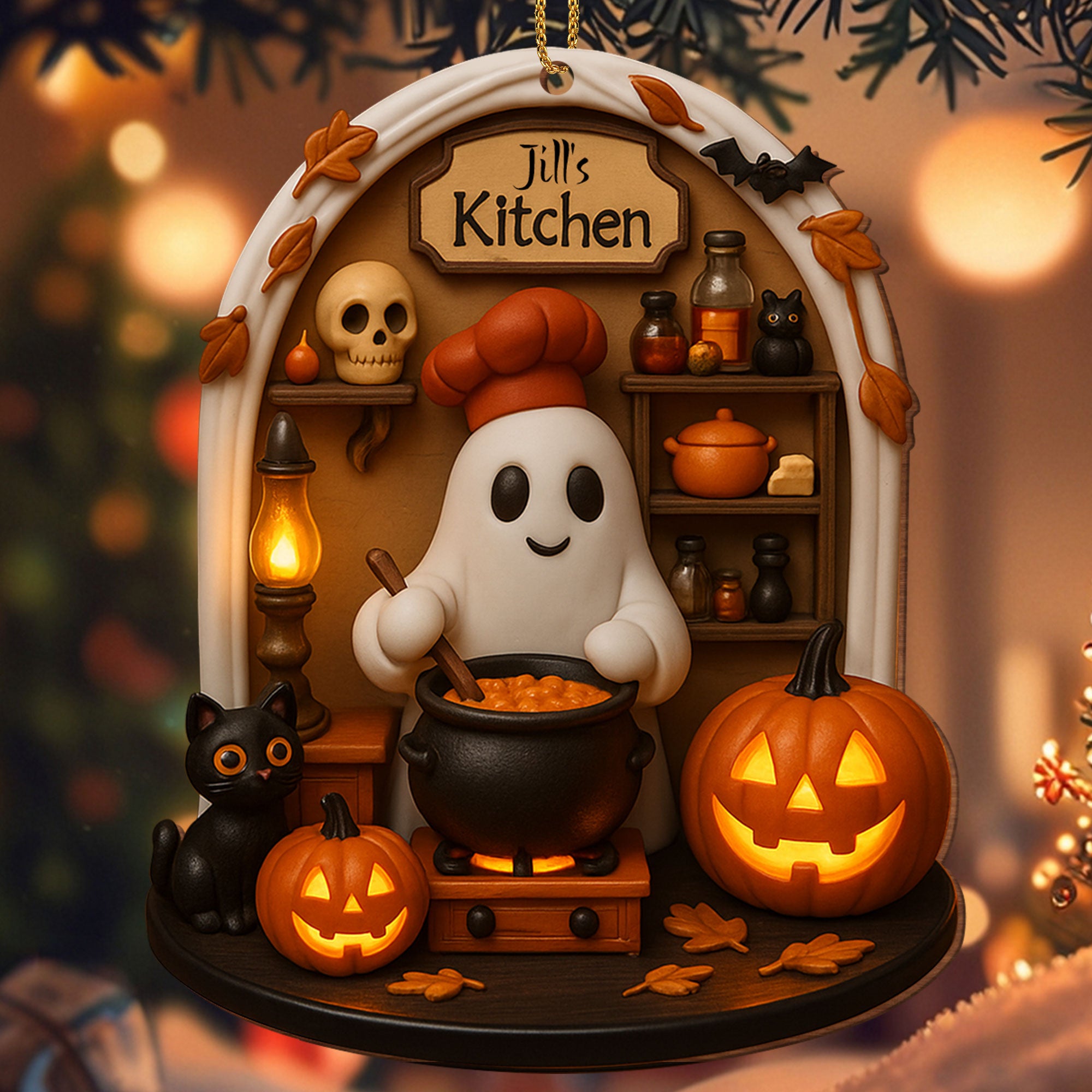 Jill's Kitchen, Ghost Cooking In A Cauldron, Personalized Custom Wood ...