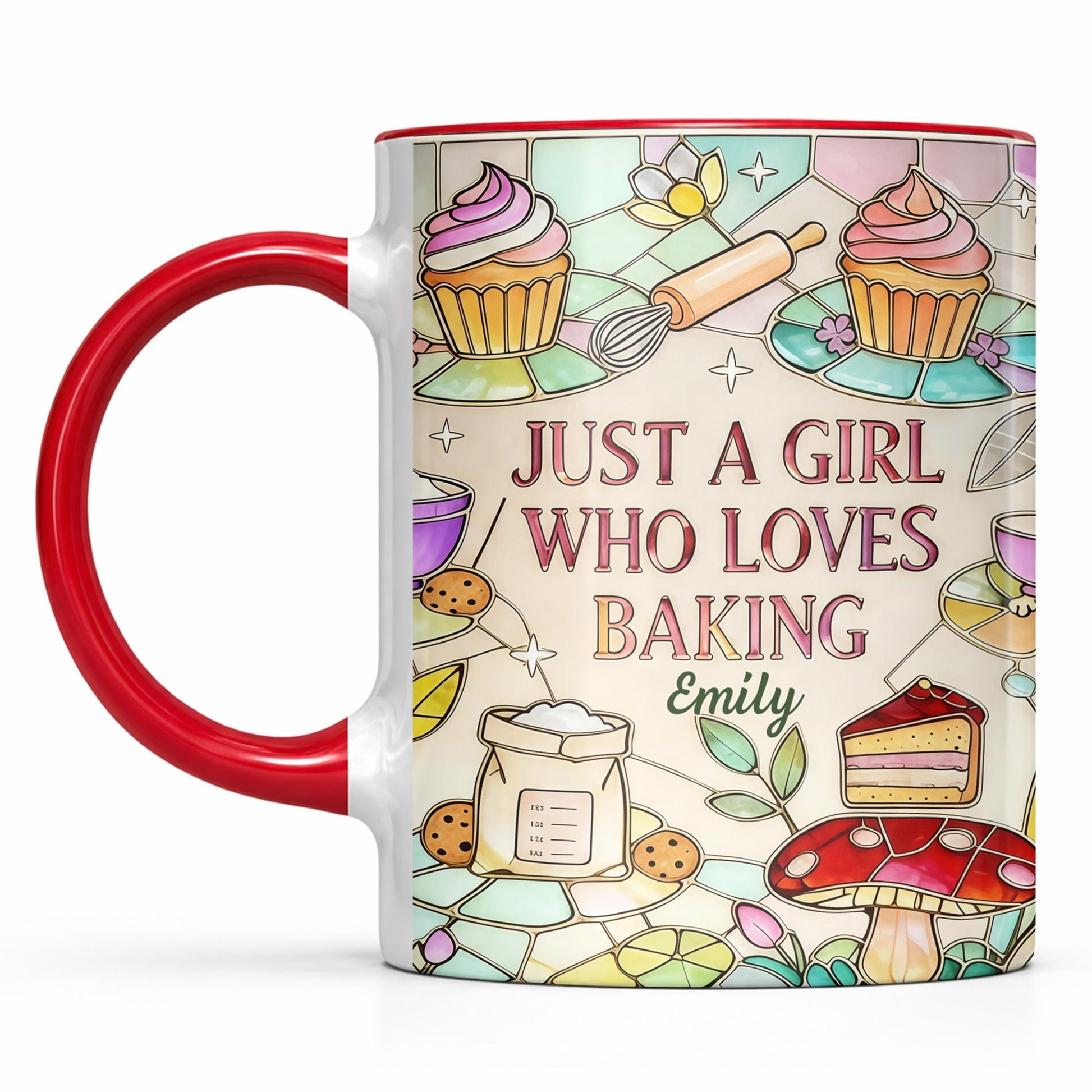 Just A Girl Who Loves Baking Stained Glass Style Cupcake And Whisk