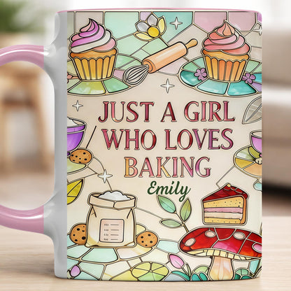 Just A Girl Who Loves Baking Stained Glass Style Cupcake And Whisk