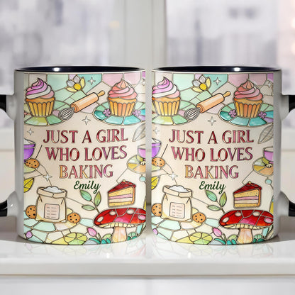 Just A Girl Who Loves Baking Stained Glass Style Cupcake And Whisk