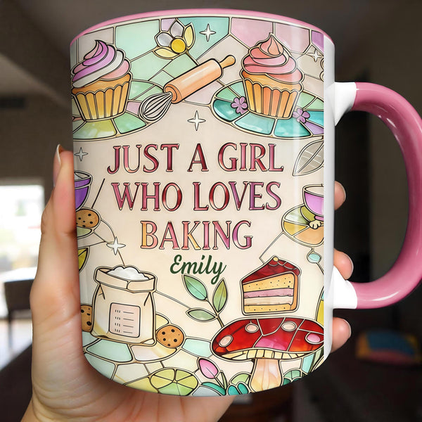 Just A Girl Who Loves Baking Stained Glass Style Cupcake And Whisk