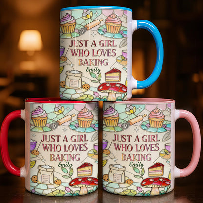 Just A Girl Who Loves Baking Stained Glass Style Cupcake And Whisk