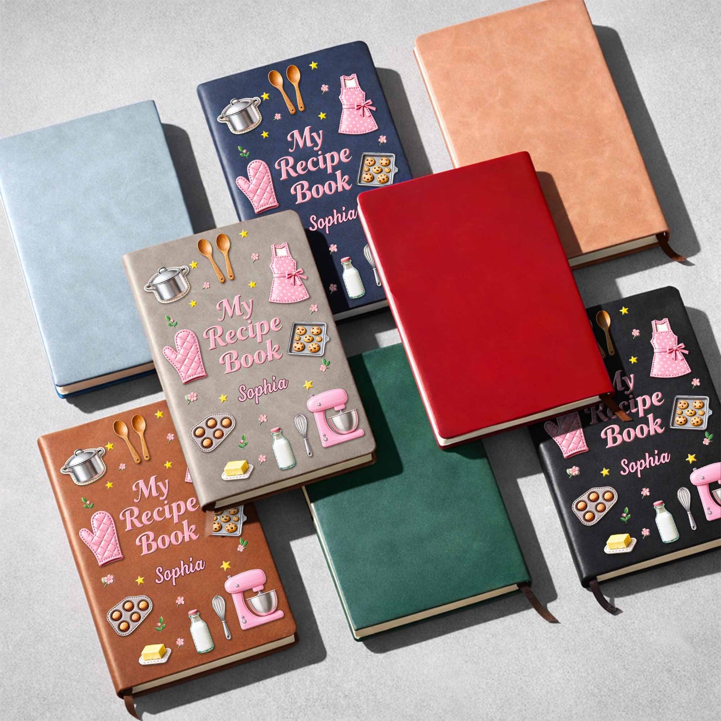 My Recipe Book Kitchen Apron And Stand Mixer Baking Theme - Personalized Leather Journal - COOK020_LEJO