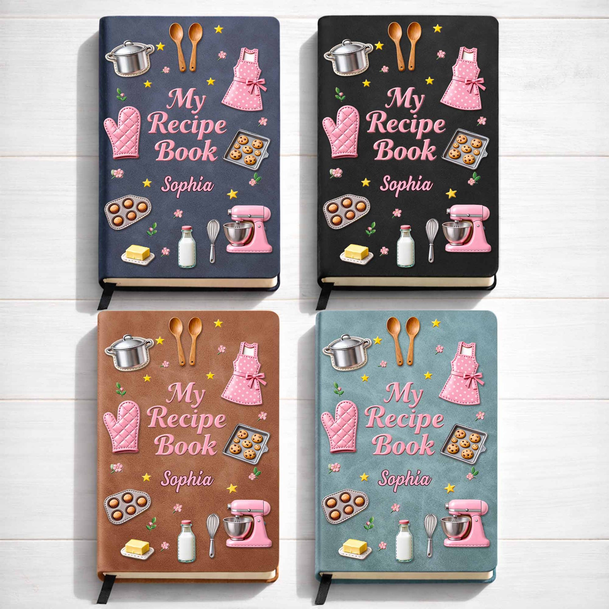 My Recipe Book Kitchen Apron And Stand Mixer Baking Theme