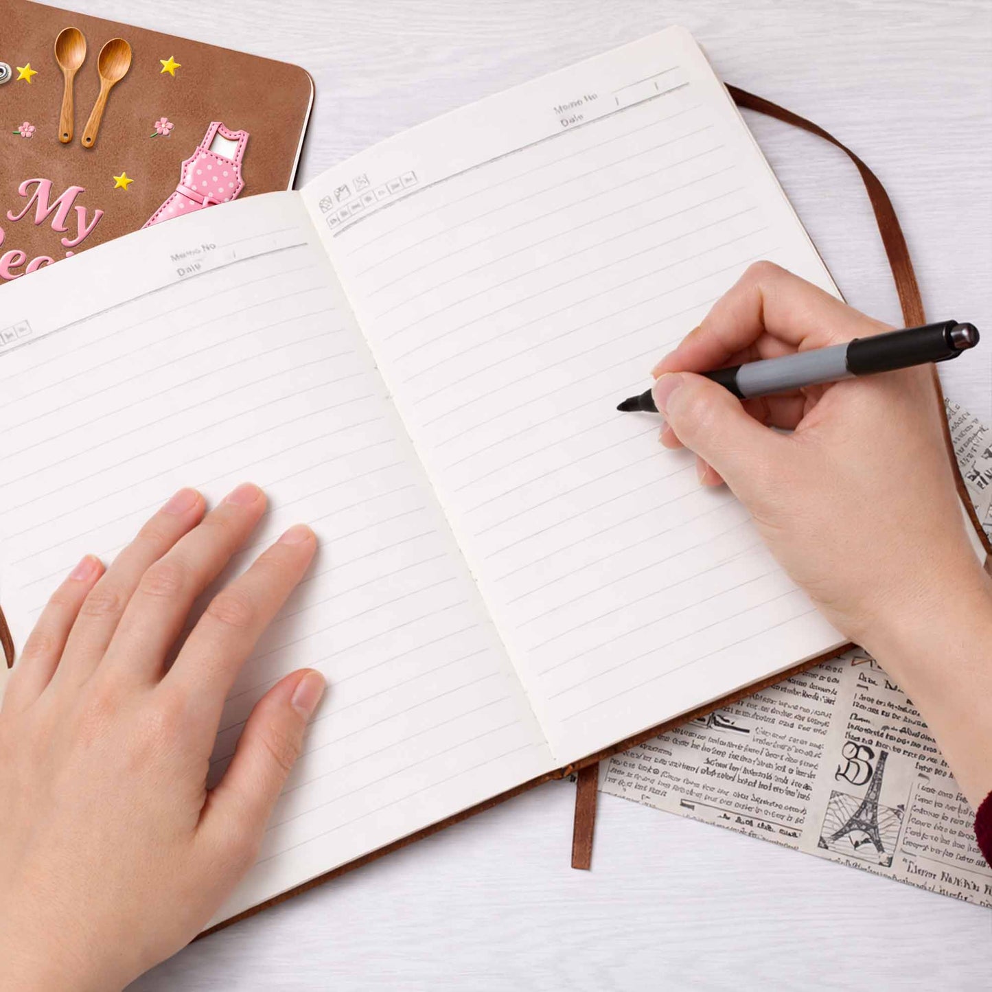 My Recipe Book Kitchen Apron And Stand Mixer Baking Theme