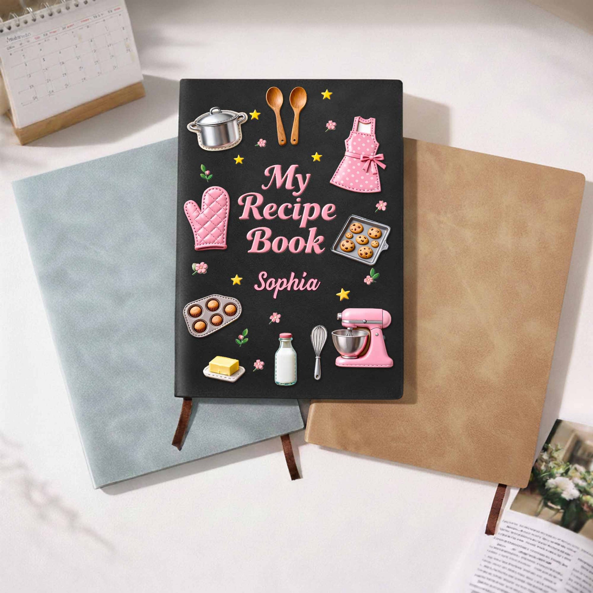 My Recipe Book Kitchen Apron And Stand Mixer Baking Theme