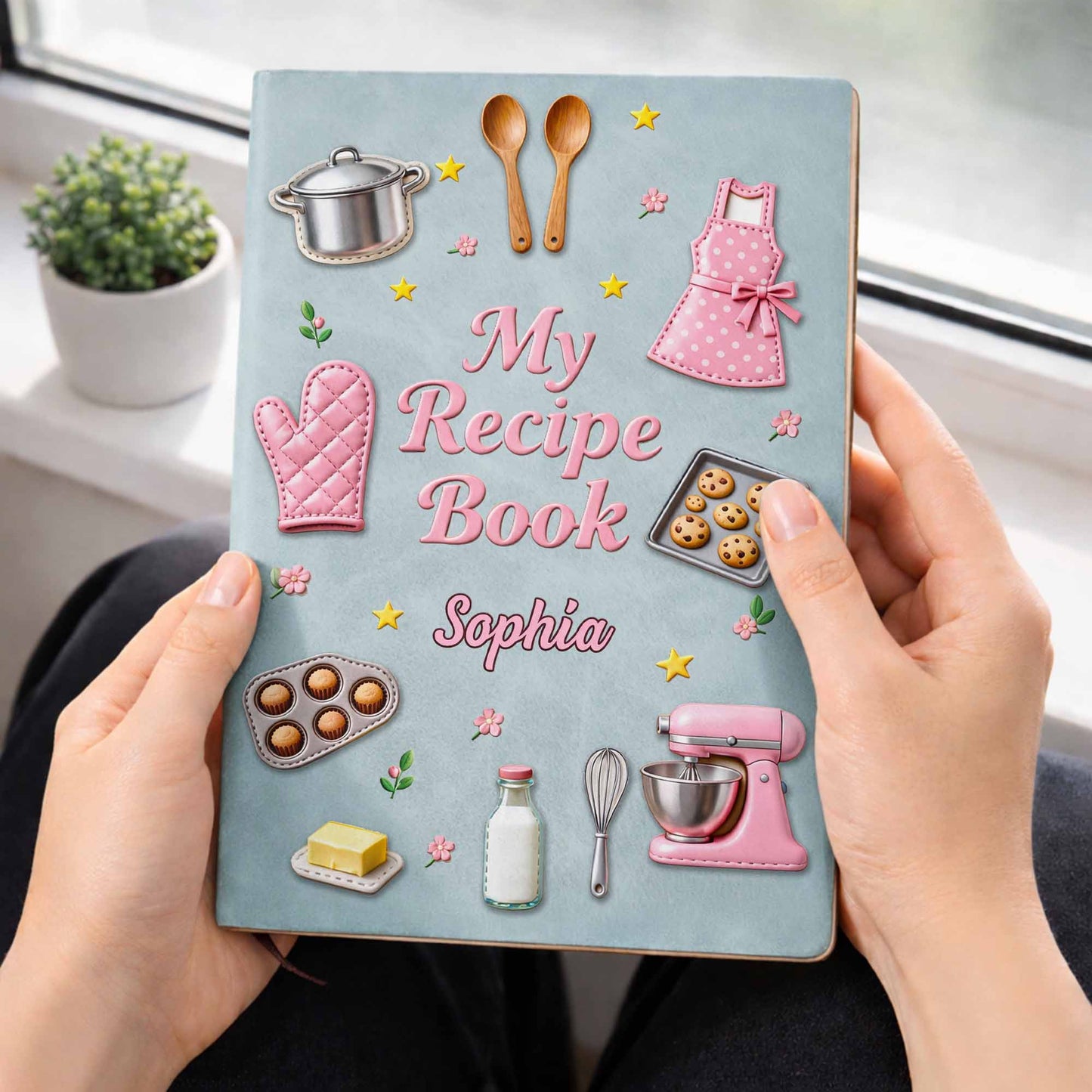 My Recipe Book Kitchen Apron And Stand Mixer Baking Theme