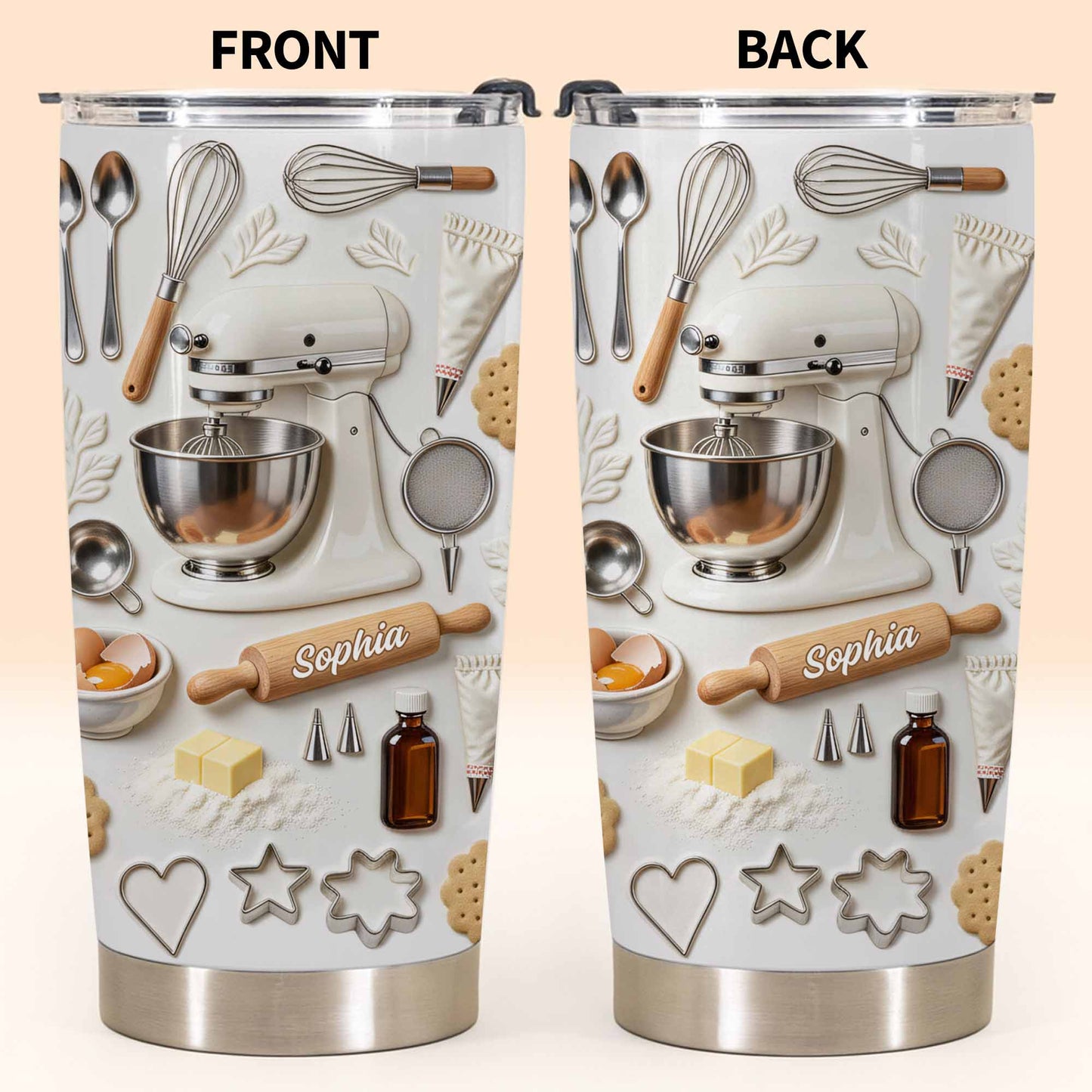 Personalized Baking-Themed Tumbler With Custom Name