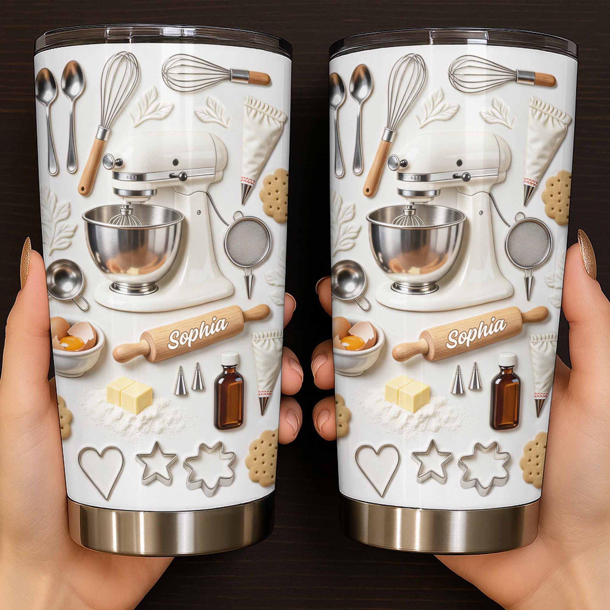 Personalized Baking-Themed Tumbler With Custom Name