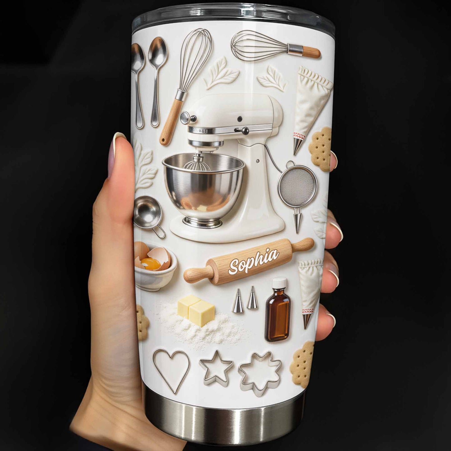 Personalized Baking-Themed Tumbler With Custom Name
